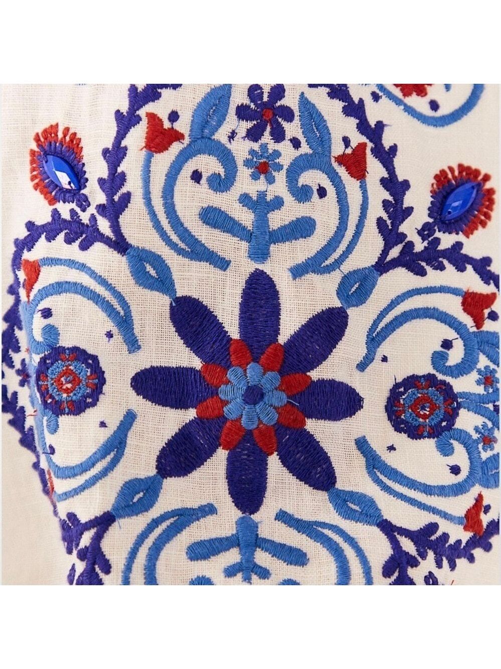 FARM Rio Off-White Navy Embroidery Mini Dress - Picture 6 of 11